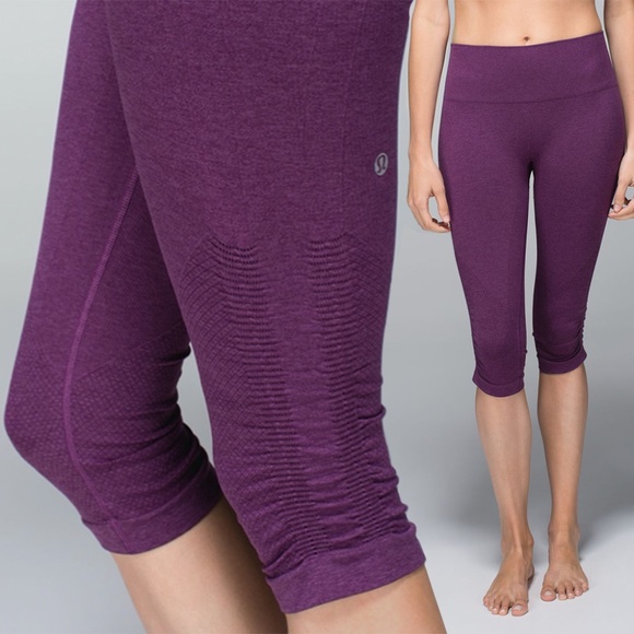 lululemon athletica Pants - LULULEMON In The Flow Crop Legging Berry Size 6